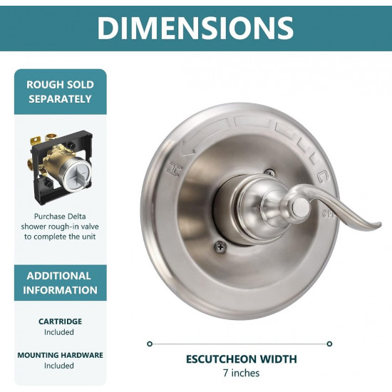 Pressure-Balancing Valve Trim Replacement for D 14 Series, Brushed Nickel Pressure-Balancing Valve Trim Replacement for D 14 Series, Brushed Nickel