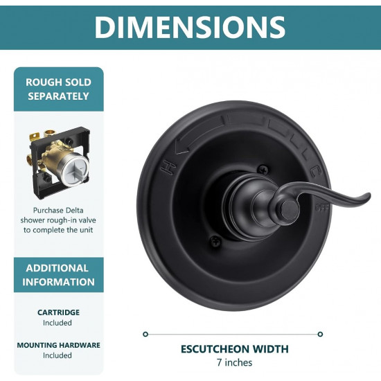 Pressure-Balancing Valve Trim Replacement for D 14 Series, Matte Black Pressure-Balancing Valve Trim Replacement for D 14 Series, Matte Black