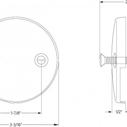 2 Hole Bathtub Overflow Plate, 3-3/16 Inches Diameter, Polished Brass 