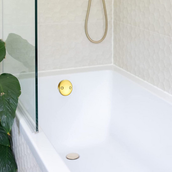 2 Hole Bathtub Overflow Plate, 3-3/16 Inches Diameter, Polished Brass 2 Hole Bathtub Overflow Plate, 3-3/16 Inches Diameter, Polished Brass